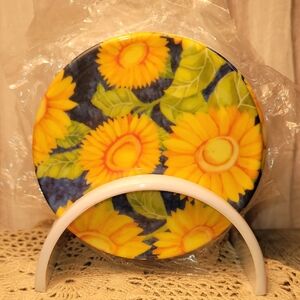 Set Of 8 Vintage Melamine Sunflower Coasters